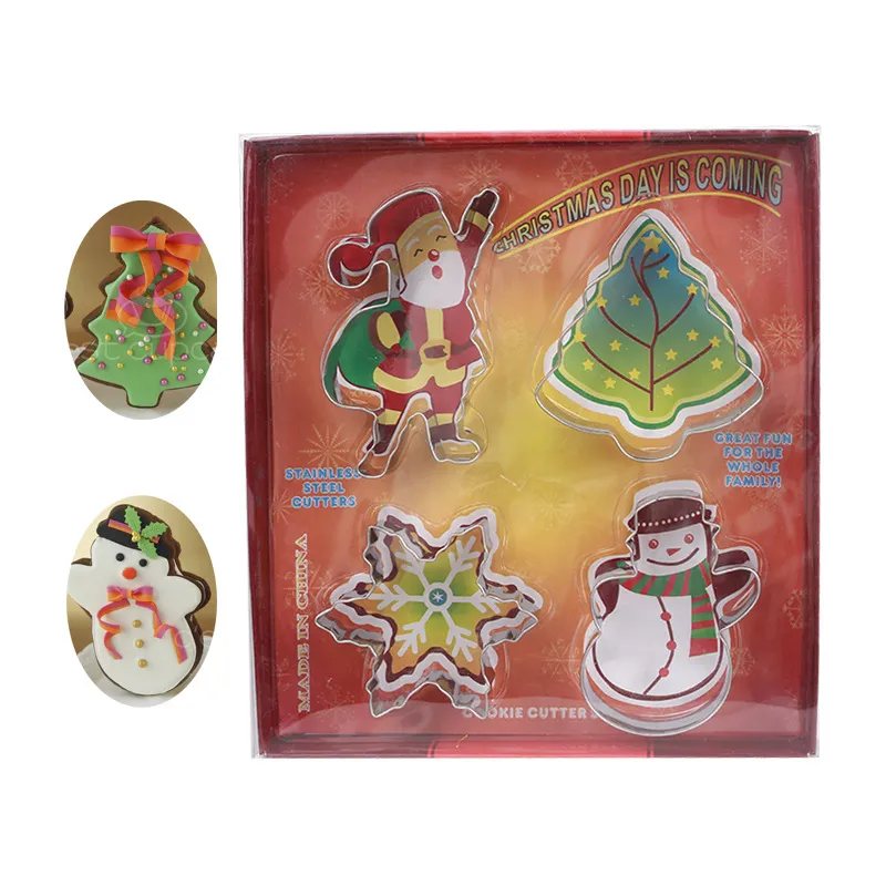 Ensemble d'Emporte-Pièces de Noël en Acier Inoxydable Flocon de Neige Père Noël Bonhomme de Neige Moules à Biscuits Outils de Pâtisserie