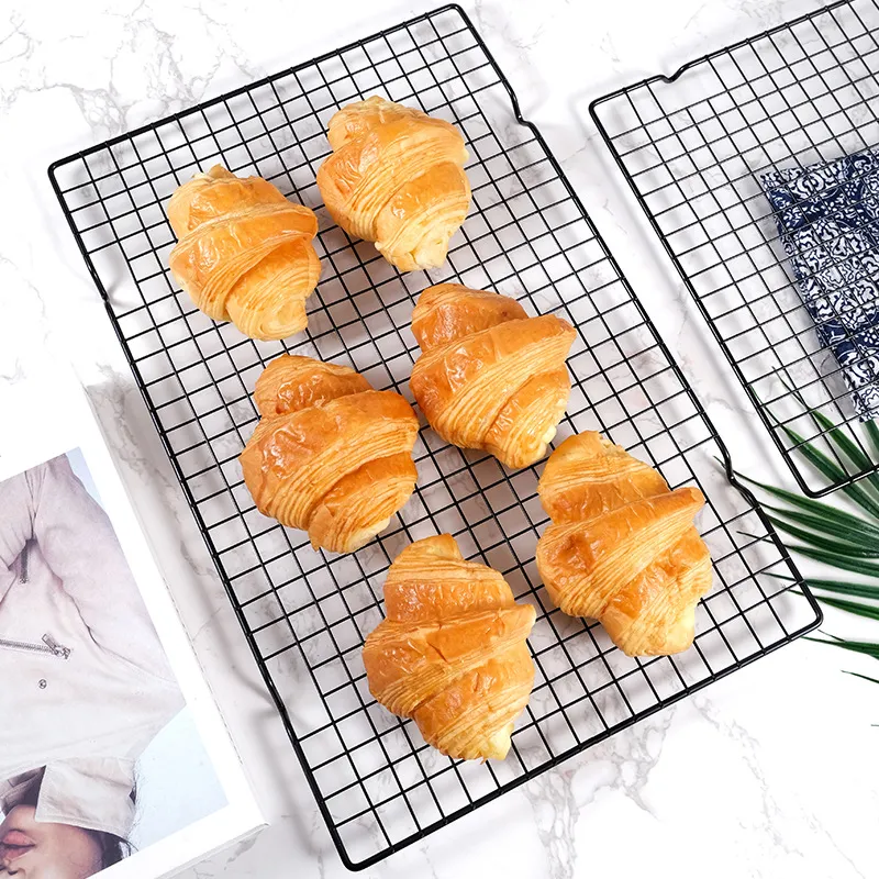 Black Metal Wire Baking Cooling Rack Non-Stick Kitchen Wire Mesh Drying Grid For Cake Bread Biscuits Pastry Cooling