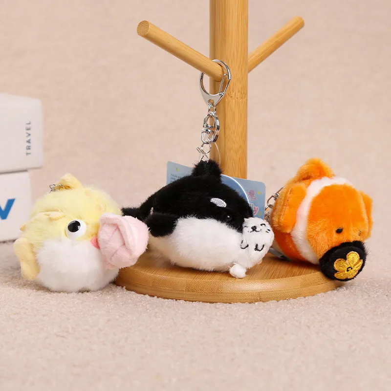 Familia Océano Animal Peluche Lindo Pez Orca Pez Globo Pez Payaso Muñeca De Peluche Colgante De Bolsa Llavero Regalo