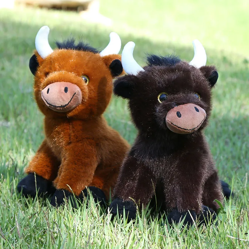Lindo Juguete de Peluche de Vaca de Tierras Altas Simulación Toro Salvaje Muñeco de Peluche Suave Fibra de Poliéster Decoración Del Hogar