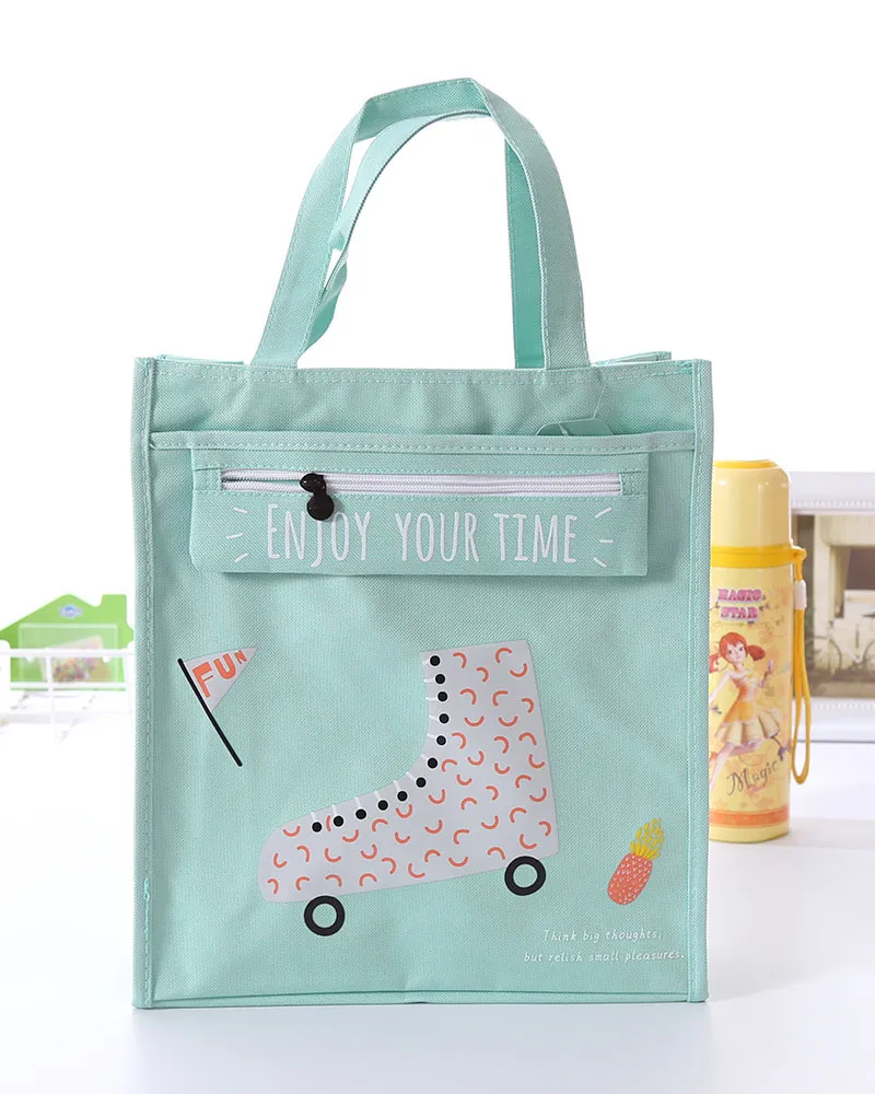 Borsa Tote in Tela Casual per Studenti Simpatica Stampa Pattini a Rotelle Tasca con Zip Borsa a Mano Leggera Borsa da Scuola