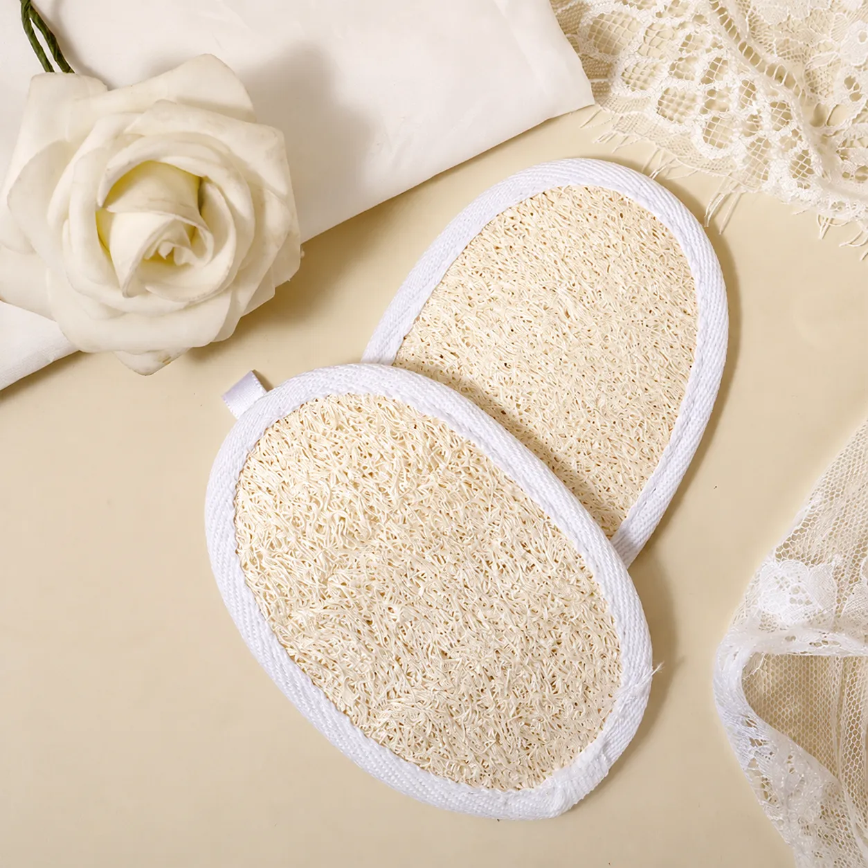 Φυσικό Σφουγγάρι Μπάνιου Loofah Απολεπιστικό Μαξιλαράκι Καθαρισμού Σώματος με Λουράκι για Μπάνιο και Κουζίνα