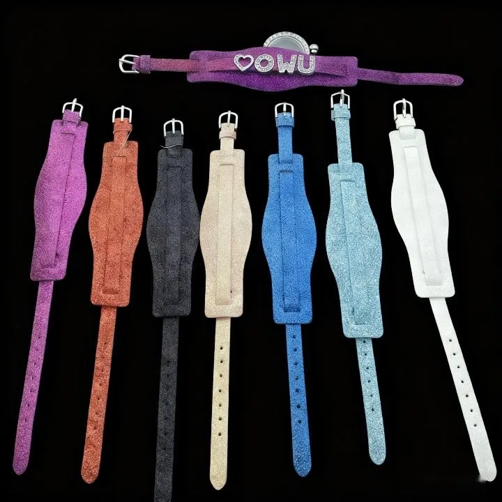 Glitter PU Leather Watch Band DIY Handmade Bracelet Wrist Strap Fashion Watch Accessories