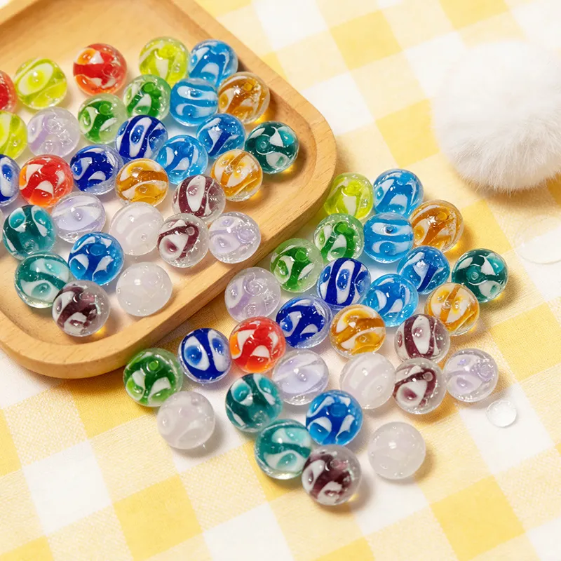 Perline di Vetro a Bolle Colorate Perline Sciolte a Colore a Contrasto Per Collana DIY Fatta a Mano Accessori per Gioielli