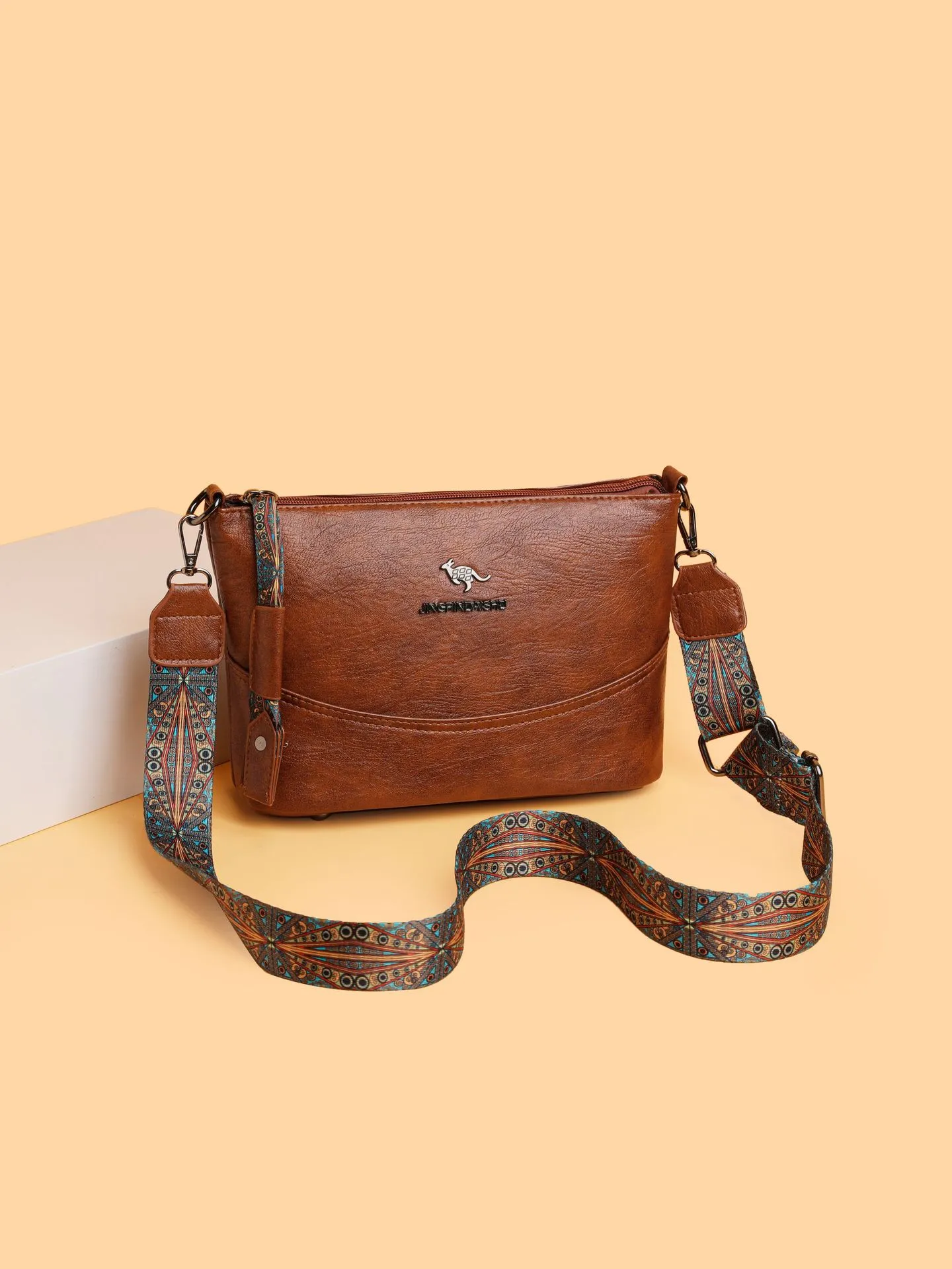 Elegante Borsa a Secchiello da Donna in Pelle PU Borsa a Tracolla Classica Alla Moda Borsa a Mano Con Tracolla Larga Stampata