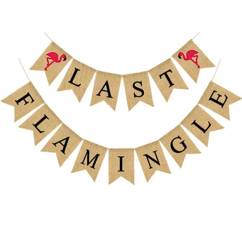 Striscione a Coda di Rondine Last Flamingle in Lino per Addio al Nubilato Fenicottero Appeso Festone per Matrimonio Estate Evento Decorazione