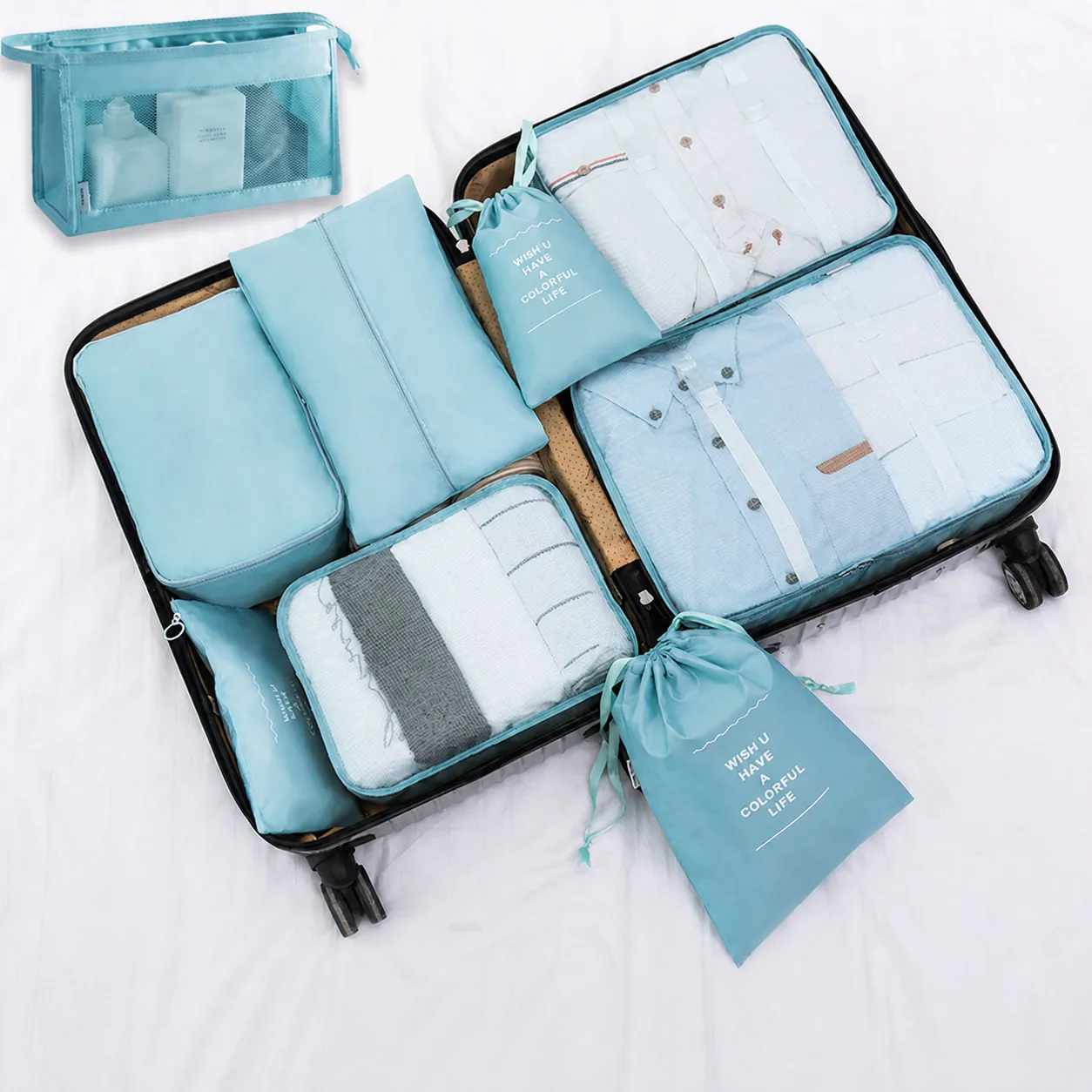 Langlebig Polyester Reise Aufbewahrungstasche Set Mehrteilige Packsäcke Koffer Organizer Taschen Für Kleidung Und Schuhe