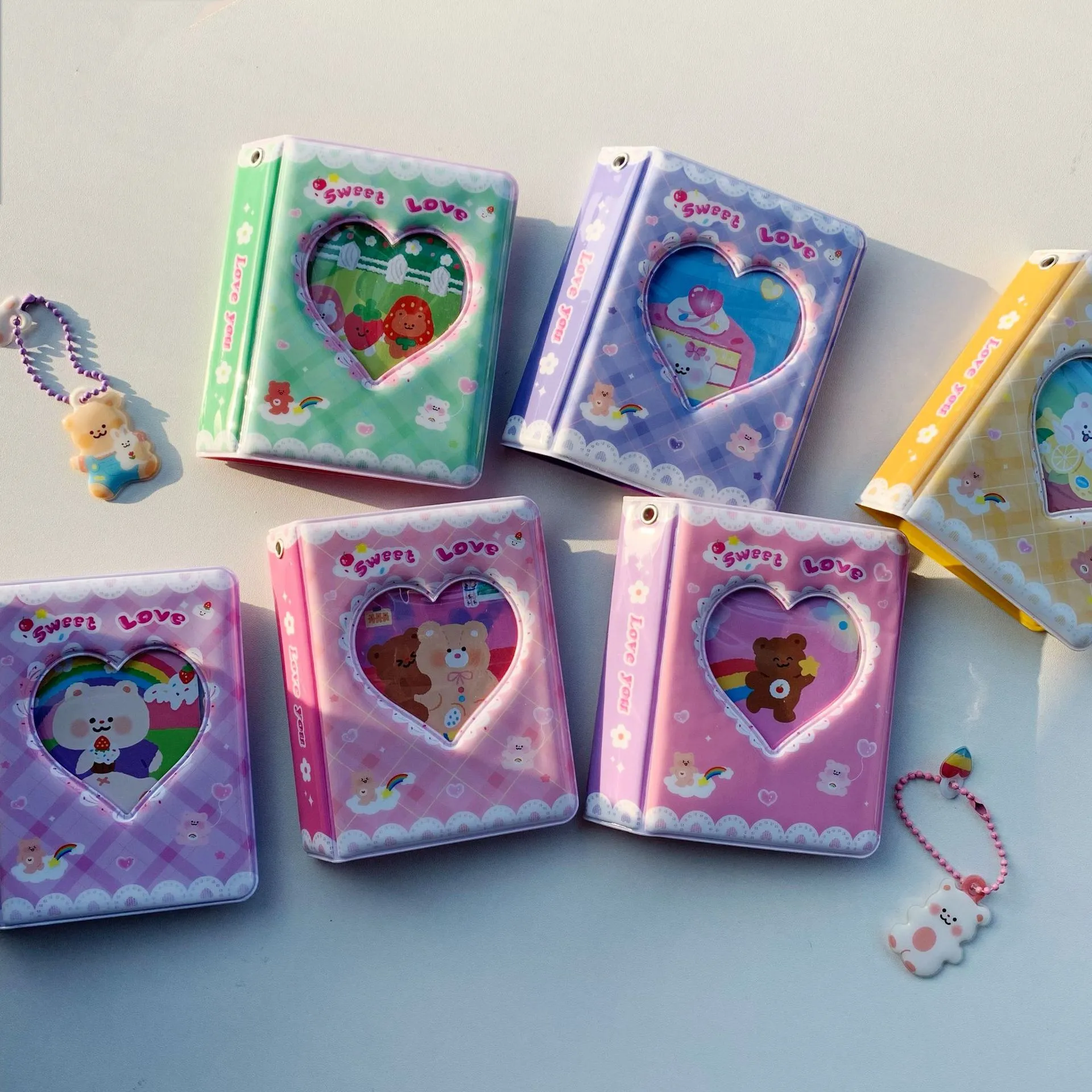 Mignon Ours Crème Dentelle Mini Album Photo Pochette Kpop Idol Porte-Carte Photo Livre de Rangement Papeterie Mignonne