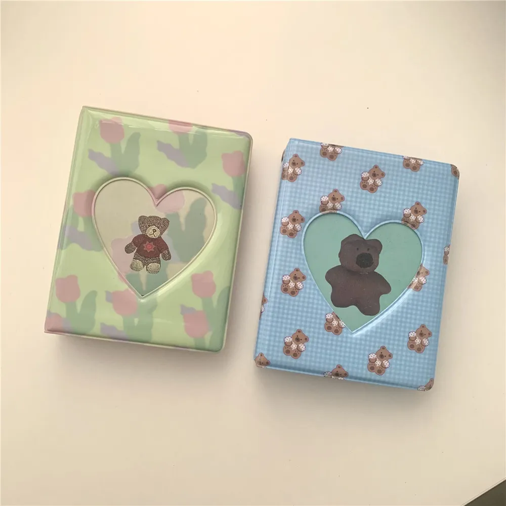 Mini Album Photo PVC Mignon Dessin Animé Motif Tulipe Ours Porte-Cartes Transparent Livre De Poche Pour Photocartes