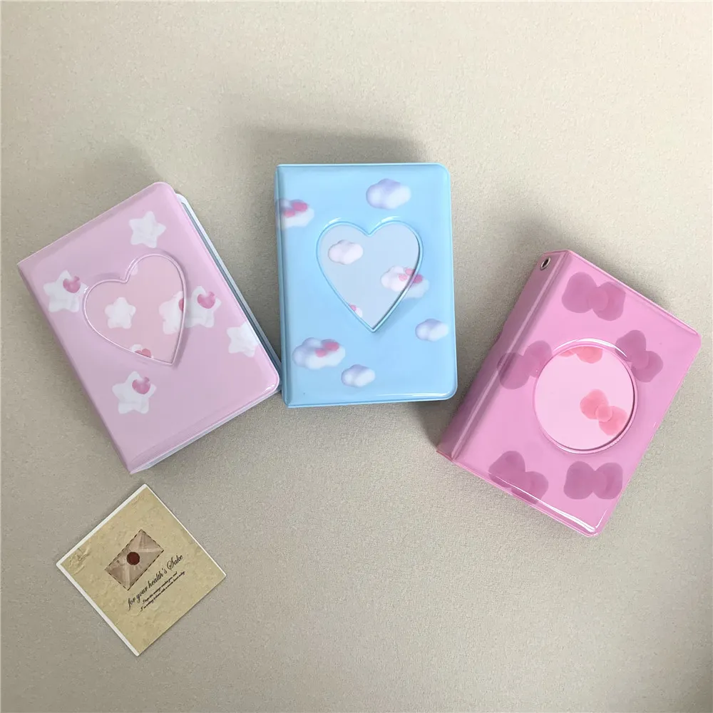 Mini Album Photo Ins Porte-Photocarte Joli Nuage Nœud Étoile Livre de Poche Album d'Idole Classeur de Rangement