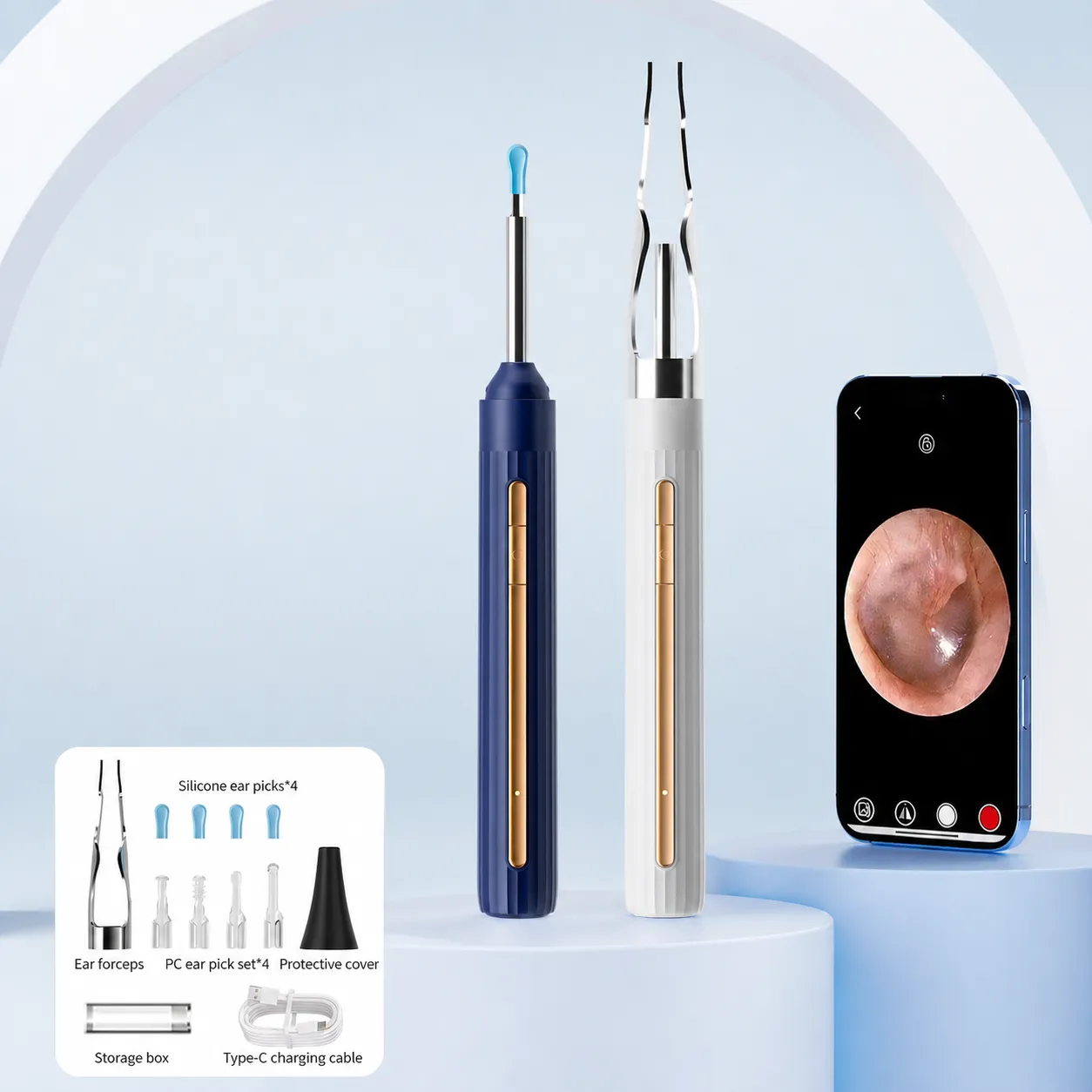 Wireless Smart Visual Ear Wax Removal Tool HD Camera Ear Cleaner With LED Light And Tweezer