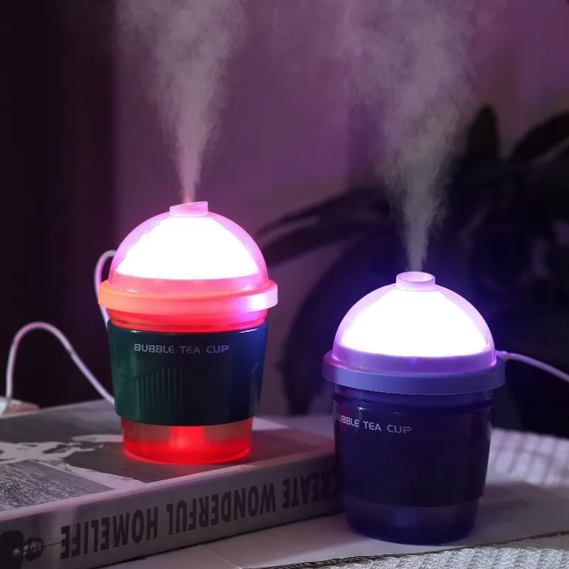 Mini Humidificateur USB Bureau Mignon Forme de Tasse de Thé au Lait Humidificateur d'Air Avec Veilleuse Colorée Pour Maison Bureau Voiture