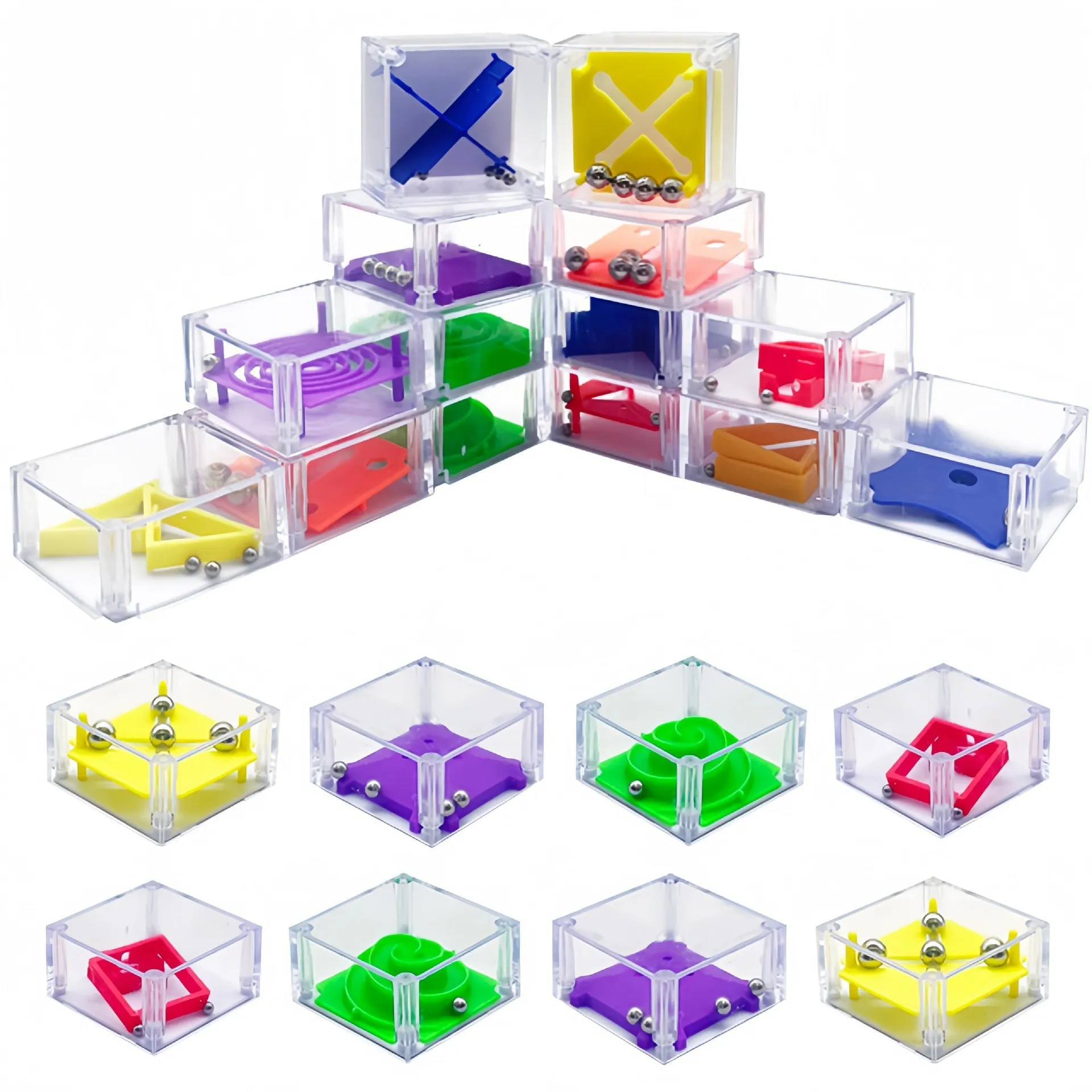 Mini Lavirinthos Perlon Isorropias Paichnidi Puzzle Diaphanes Plastiko Kyvos 3D Fidget Paichnidi Aposymptiesis gia Paidia kai Enilikes