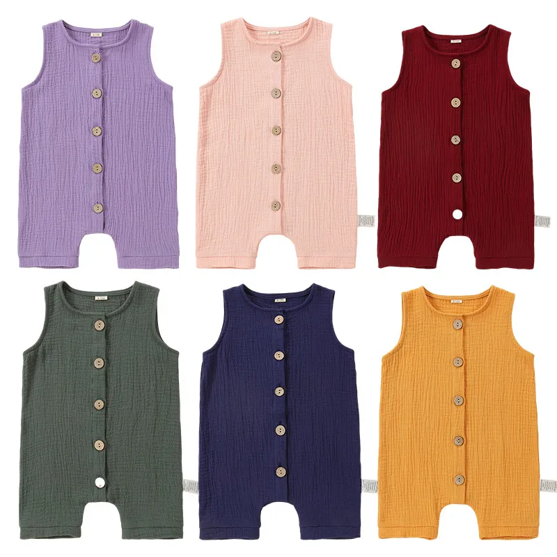 Infant Baby Cotton Romper Solid Color Sleeveless Breathable Summer Bodysuit Newborn Casual Cute Baby Clothes