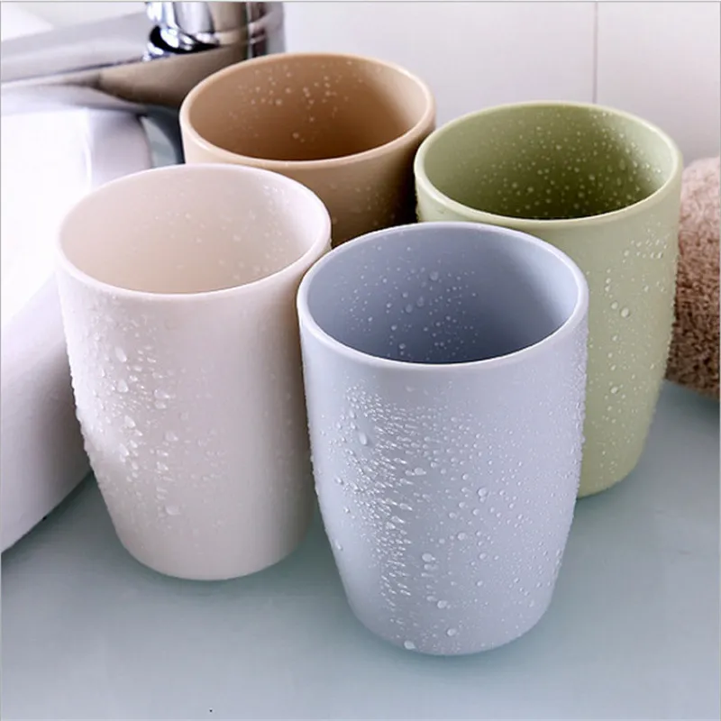 Minimalist Solid Color Eco-Friendly Plastic Mouthwash Cup Toothbrush Holder Couple Water Tumbler