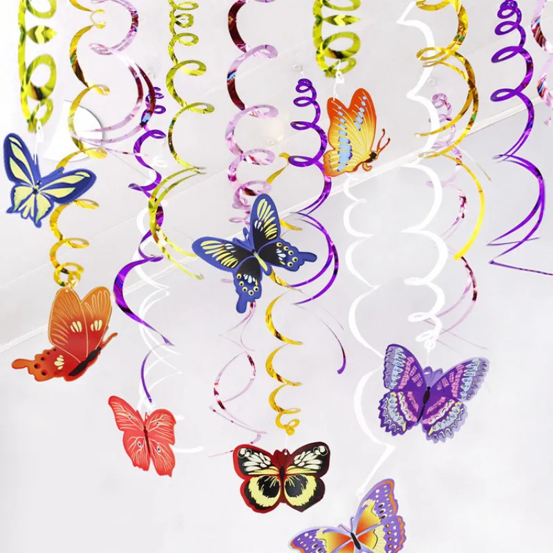 Adornos Colgantes en Espiral de PVC con Tema de Mariposa Serpentinas Coloridas Decoraciones de Fiesta para Cumpleaños Festival Jardín de Infantes