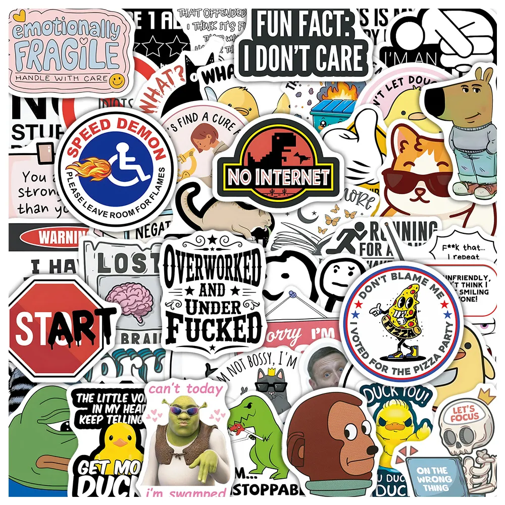 Αδιάβροχα Αυτοκόλλητα Graffiti Χαριτωμένα Meme Cartoon Vinyl Decals Για Τηλέφωνο Laptop Αποσκευές Μπουκάλι Νερού Skateboard