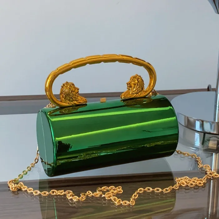 Acryl Zylindrische Abendtasche Luxus Damen Einifarbig Handtasche Elegante Umhängetasche Kette Box Tasche Tägliche Party Handtasche