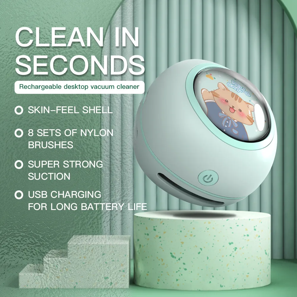 Portable Mini Desktop Vacuum Cleaner Rechargeable Handheld Dust Sweeper For Office School Home Student Table Cleaning