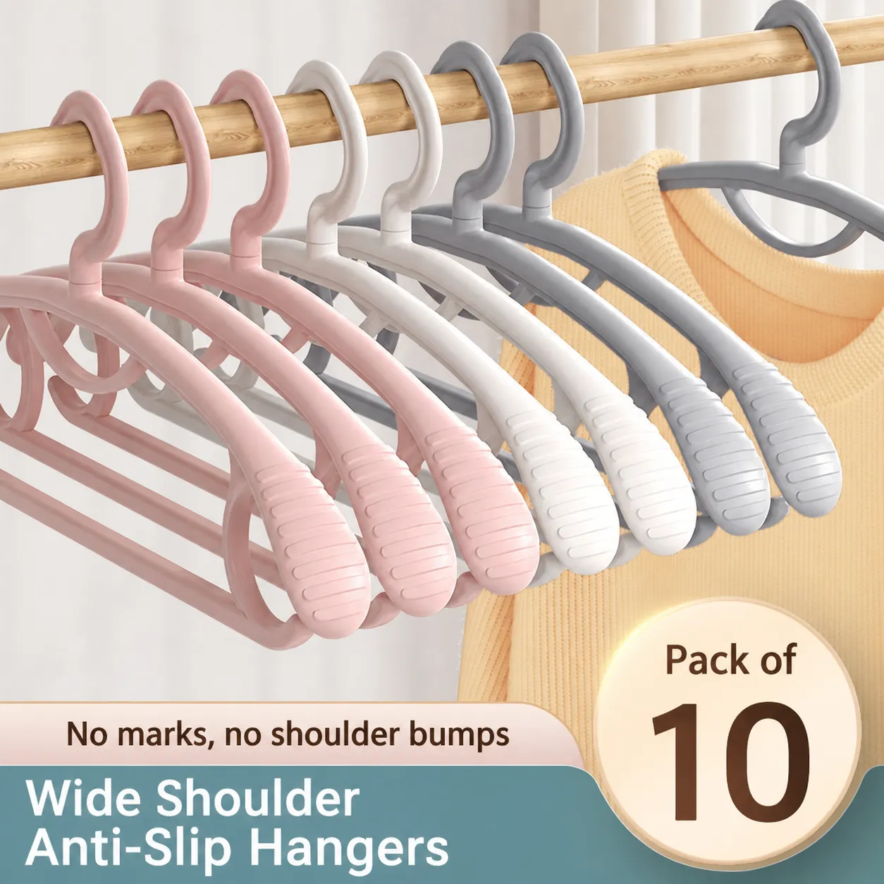 Household Plastic Clothes Hanger Thickened Wide Shoulder Non Slip Drying Rack Seamless Clothes Storage Organizer