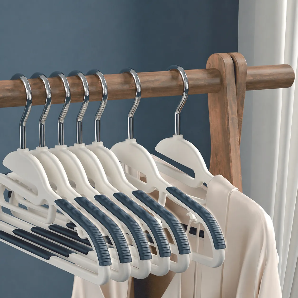 Home Closet Storage Plastic Clothes Hangers Seamless Non Slip Wet And Dry Dual Use Coat Hangers Clothes Drying Racks