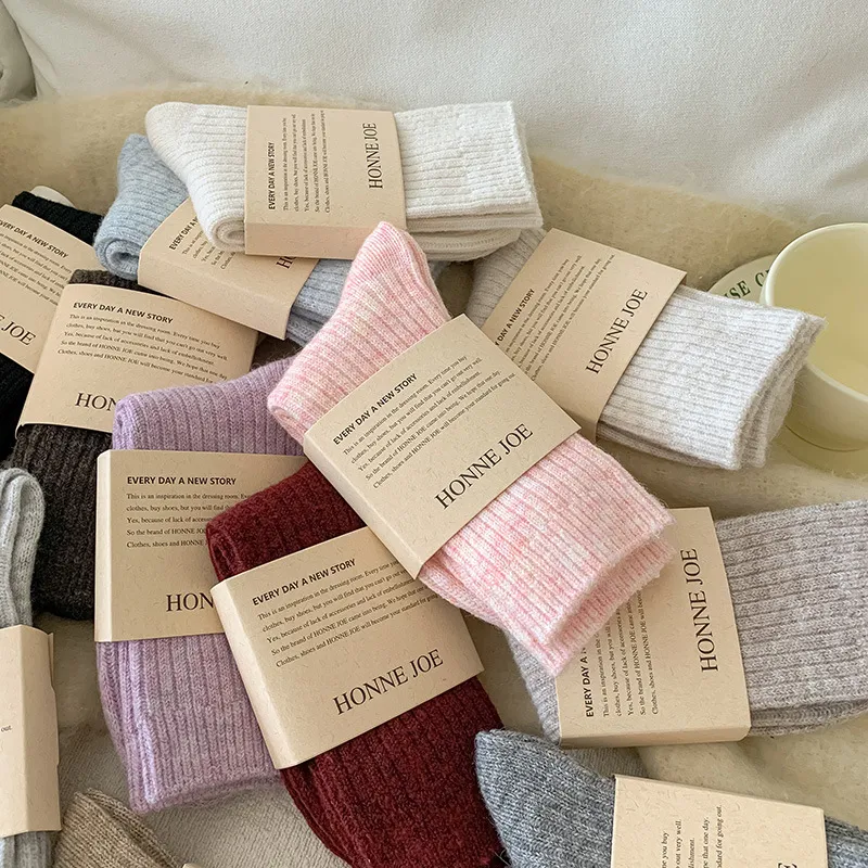 Women Winter Warm Wool Blend Slouch Socks Japanese Style Cozy Thermal Sleep Floor Socks
