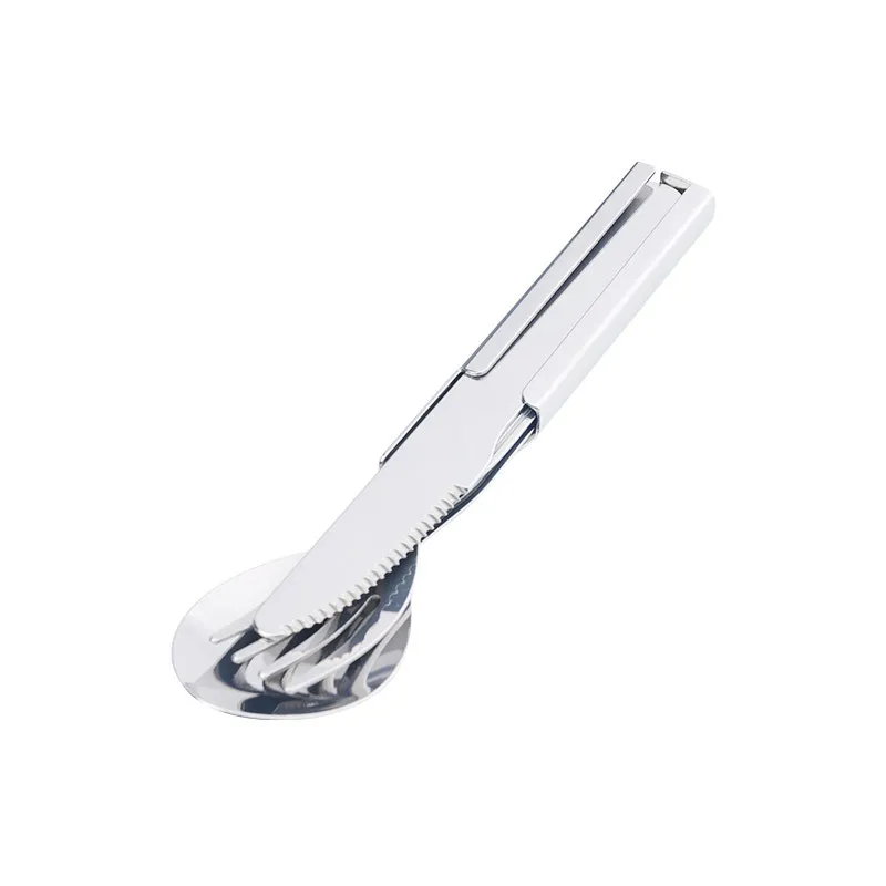 Stainless Steel Knife Fork Spoon Four Piece Set Bottle Opener Long Handled Tableware Set For Home Outdoor Camping