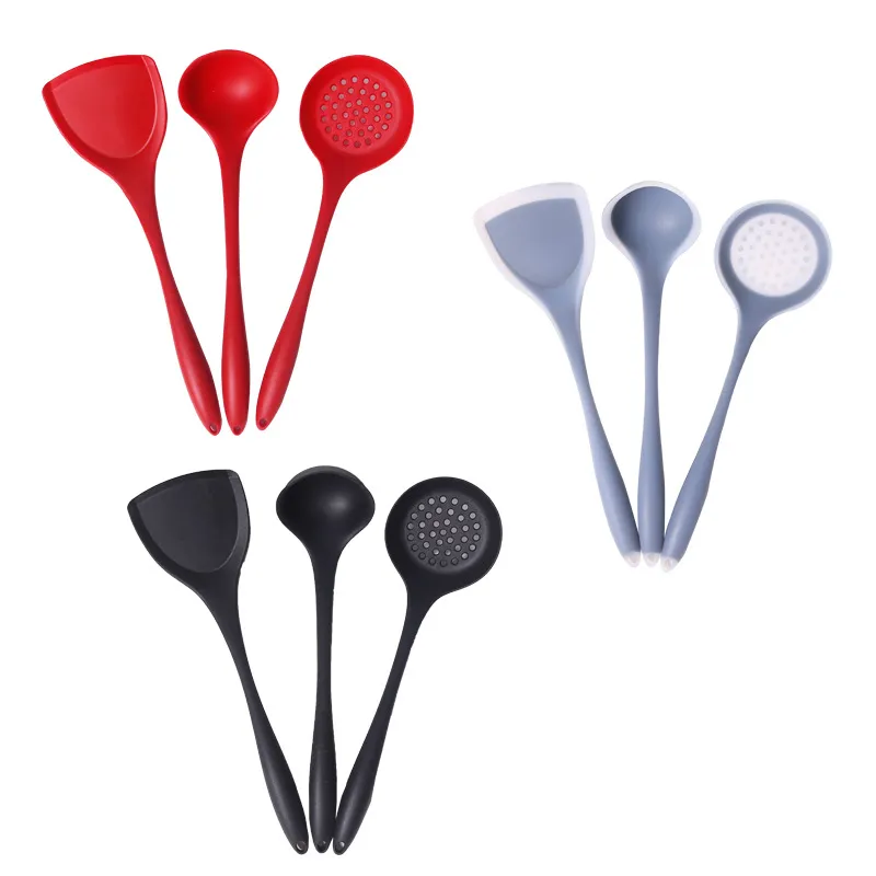 Household Kitchen Silicone Spatula Colander Soup Spoon One-Piece Molding High Temperature Resistant Non-Stick Cookware Cooking Tool Set