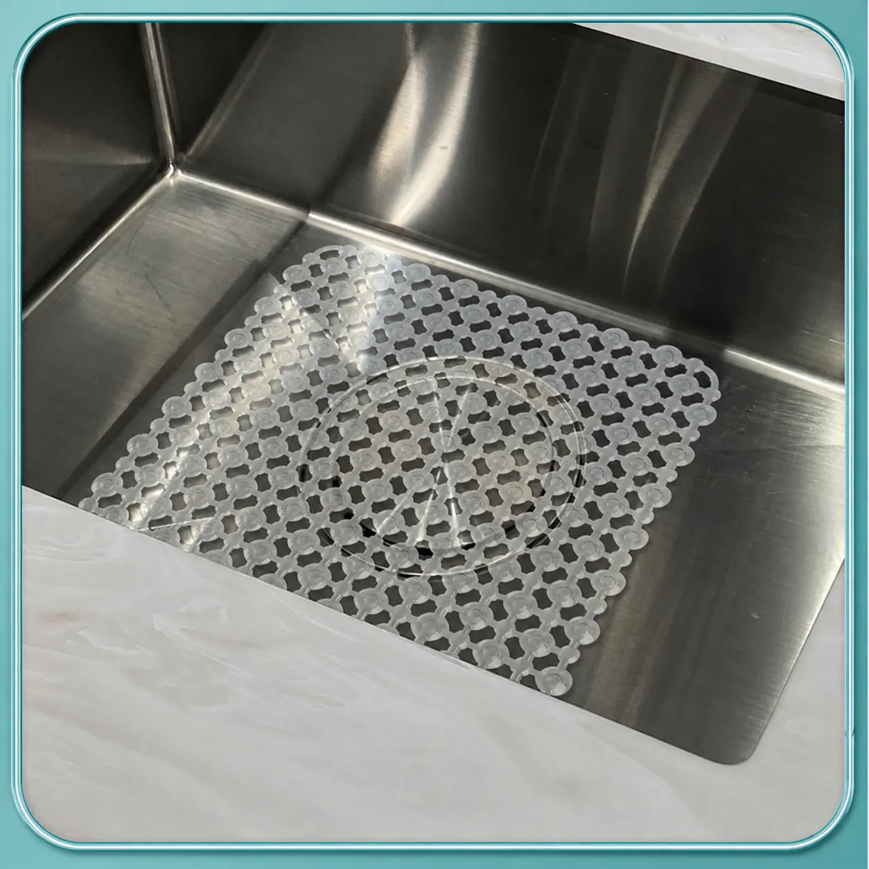 Tappetino per Lavello da Cucina in PVC Drenaggio Cavo Antiscivolo Tappetino Protettivo per Stoviglie Stile Francese Tinta Unita Cuscino Domestico