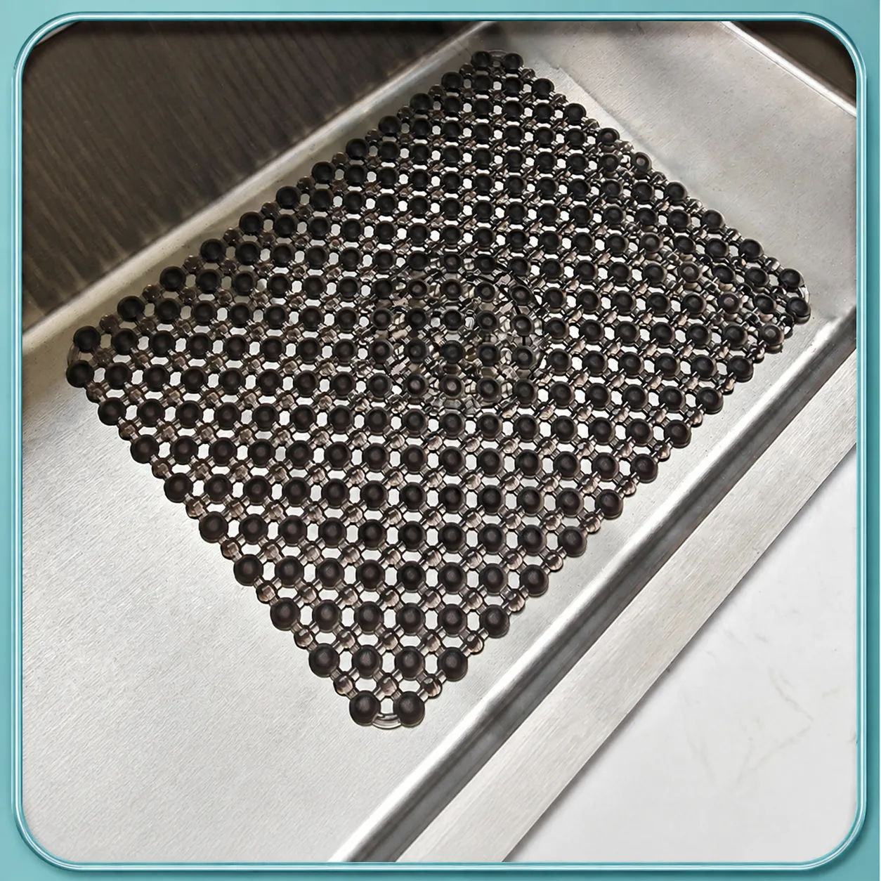 PVC Kitchen Sink Mat Non Slip Dish Drying Protector Pad Hollow Drainage Beaded Grid Flexible Kitchen Sink Accessory