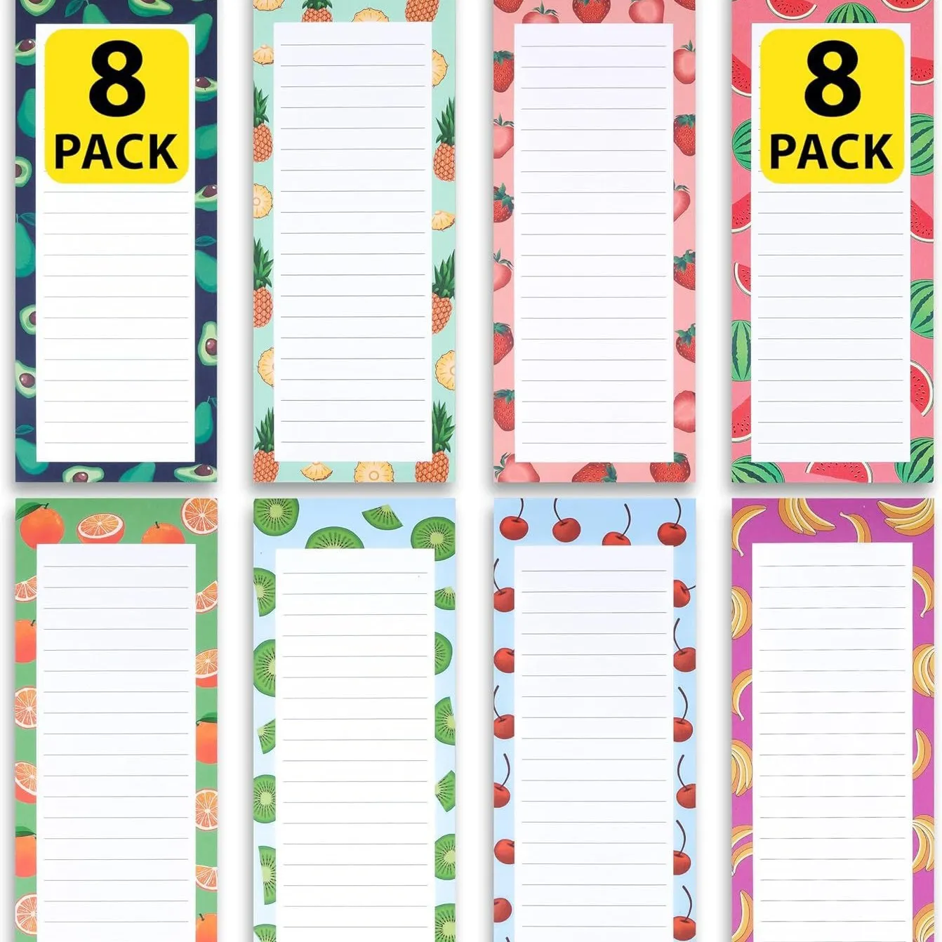 Bloc de Notas Adhesivo Magnético Nevera Lista de Compras Planificador Diseño Floral de Frutas