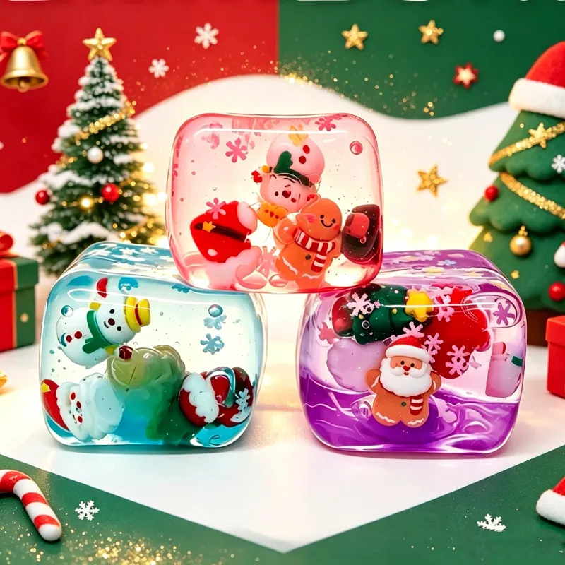 Weihnachten Squishy Spielzeug Langsam Steigend Squeeze Stressabbau Spielzeug Transparenter Würfel Maltose TPR Figur Party Geschenk