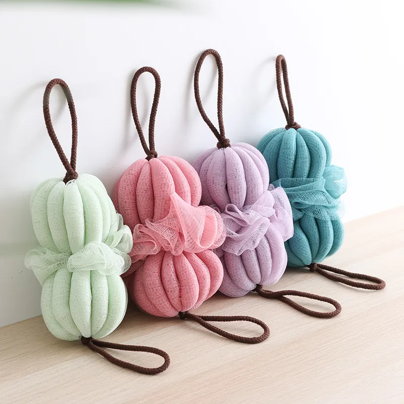 Grand Éponge de Bain en Maille Souple PE Boule de Bain Exfoliante Avec Corde de Suspension Loofah Pour Corps