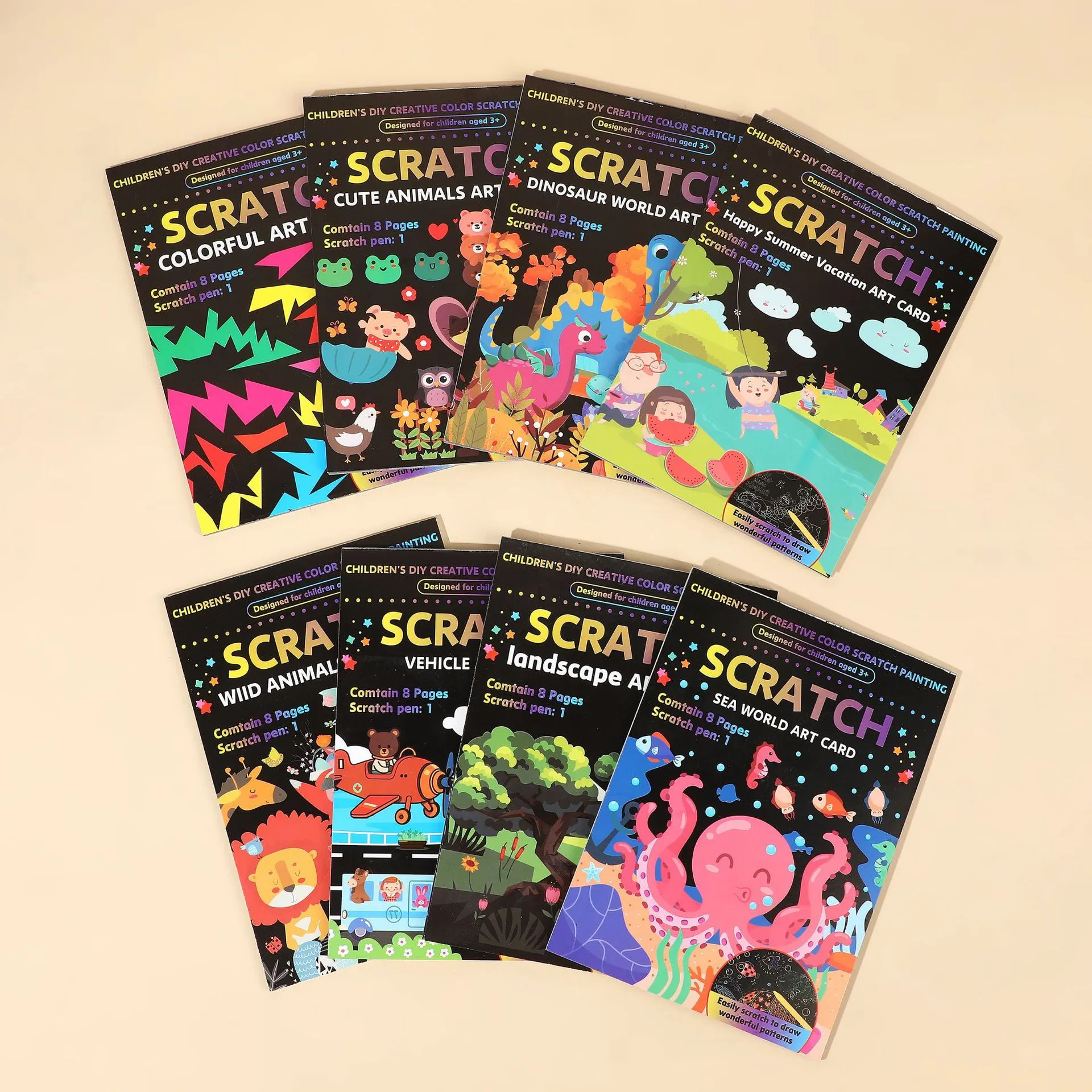 Niños Magia Rasca y Gana Arte Pintura Conjunto Dibujos Animados DIY Creativo Arco Iris Rascar Papel Libros Educativos Dibujo Juguetes Para Niños