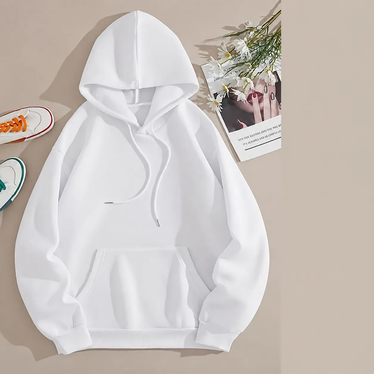 Dames Casual Lange Mouw Hoodie Effen Kleur Trui Top Comfortabel Basis Dagelijkse Kleding Modekleding
