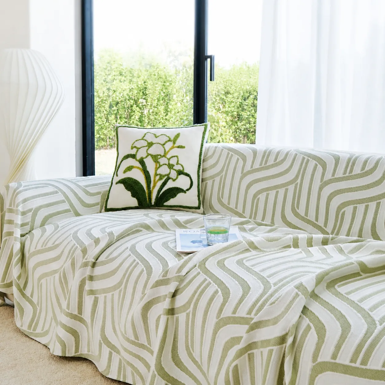 Cool Silk Sofa Cover Full Coverage Slipcover Summer Anti Slip Couch Protector Living Room Home Decor