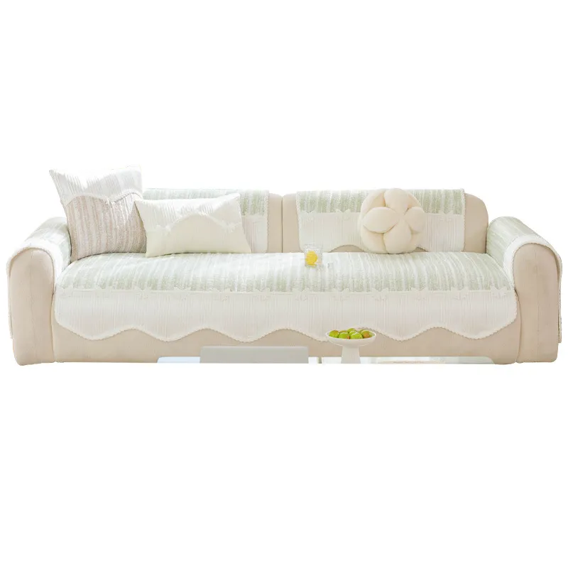 Summer Ice Silk Sofa Cushion Non-Slip Couch Cover Protector With Lace Bow For Living Room Home Decor