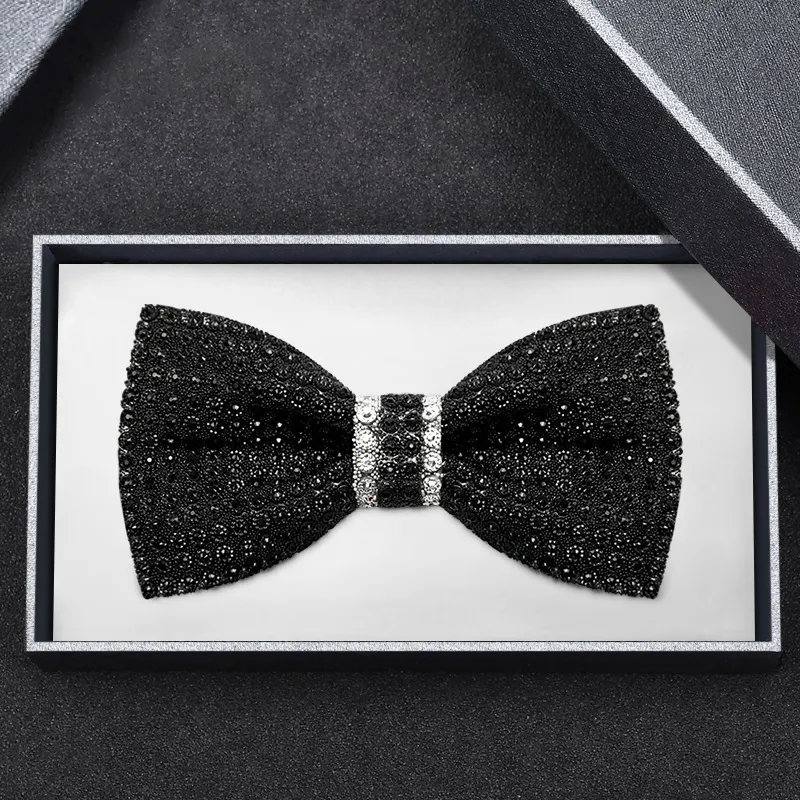 Farfallino in Strass di Lusso per Uomo Cristallo Scintillante Accessori per Abito da Festa di Matrimonio Formale Seta di Poliestere