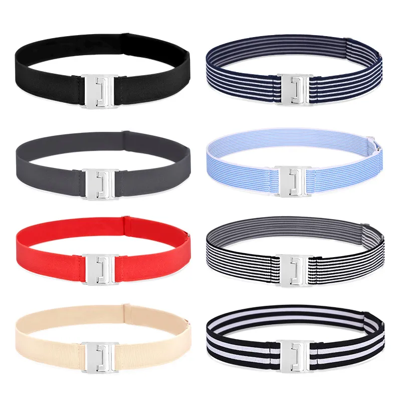 Women Elastic Canvas Belt Invisible No Buckle Waist Strap Adjustable Stretch Casual Dress Belt For Jeans And Pants