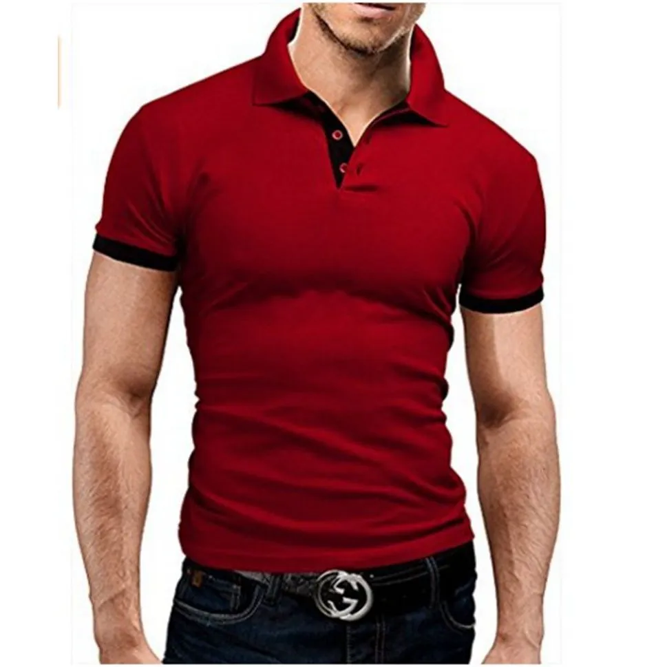 Hombre Casual Manga Corta Camisa Polo Corte Ajustado Color de Contraste Solapa Top Verano Deporte Negocios Ropa