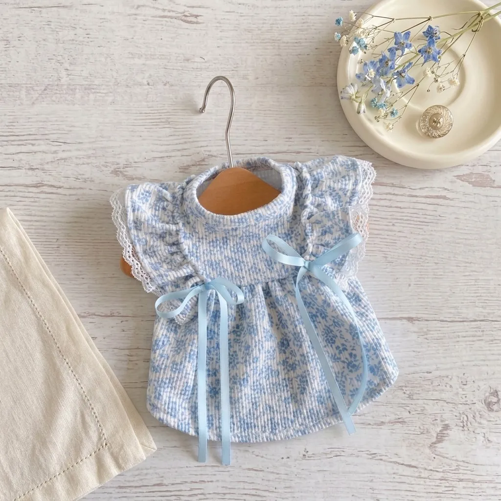 Robe Imprimé Floral Français pour Animal de Compagnie Été Fin Respirant Protection Solaire Vêtements Mignons Style Princesse pour Chiens et Chats