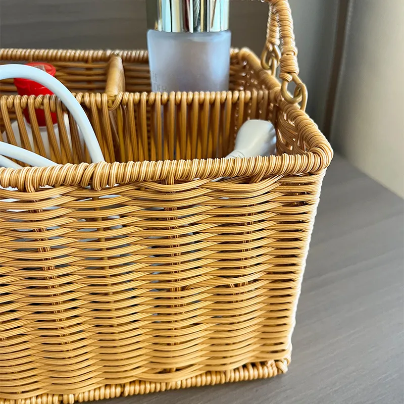 Cesto portaoggetti in rattan sintetico intrecciato Organizer per vari in plastica Cesto da picnic rettangolare Scrivania domestica