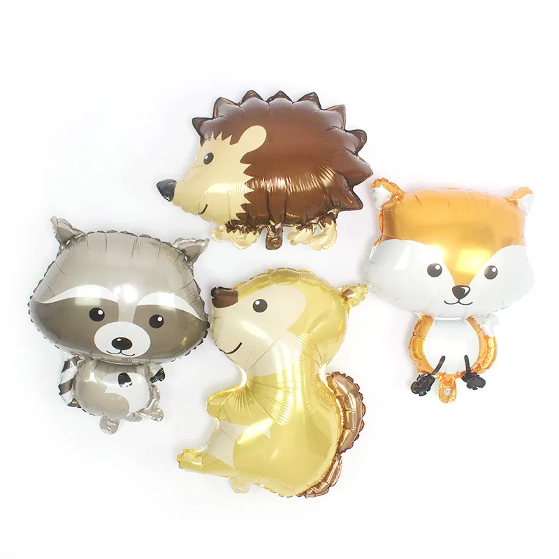Waldtiere Aluminiumfolie Ballons Cartoon Igel Fuchs Eichhörnchen Waschbär Helium Ballon Geburtstag Party Dekor