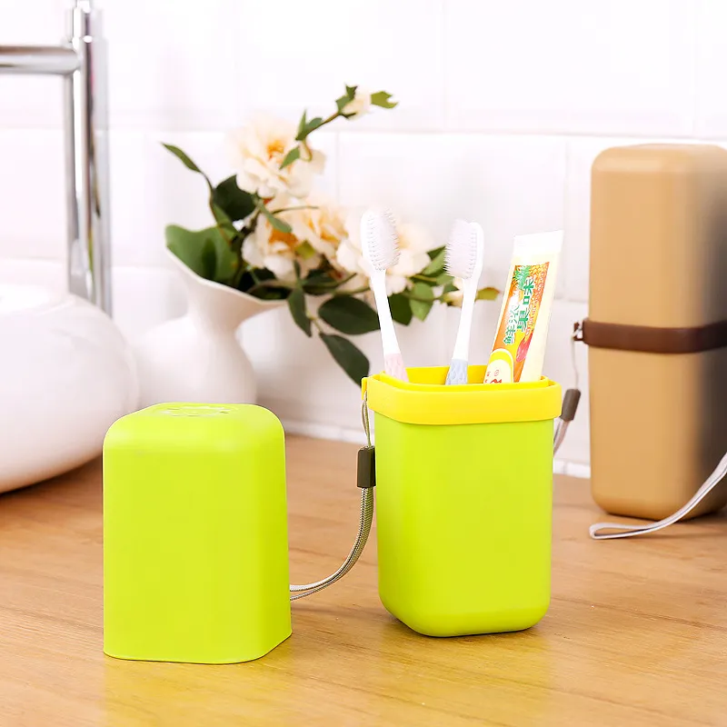 Tragbarer Kunststoff Reise Waschbecher Zahnbürstenbox Wasserdichte Aufbewahrungsbox Outdoor Camping Zahnpflege Organizer