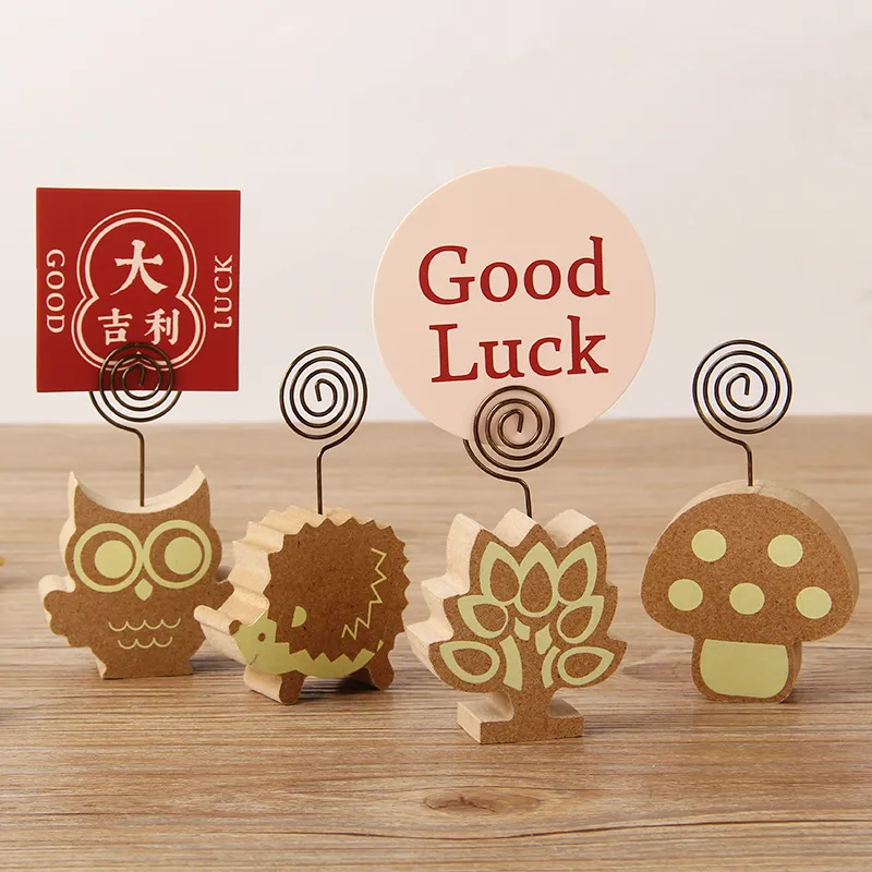 Wooden Animal Tree Mushroom Memo Clip Photo Card Holder Cute Desktop Decoration Office Message Note Clip