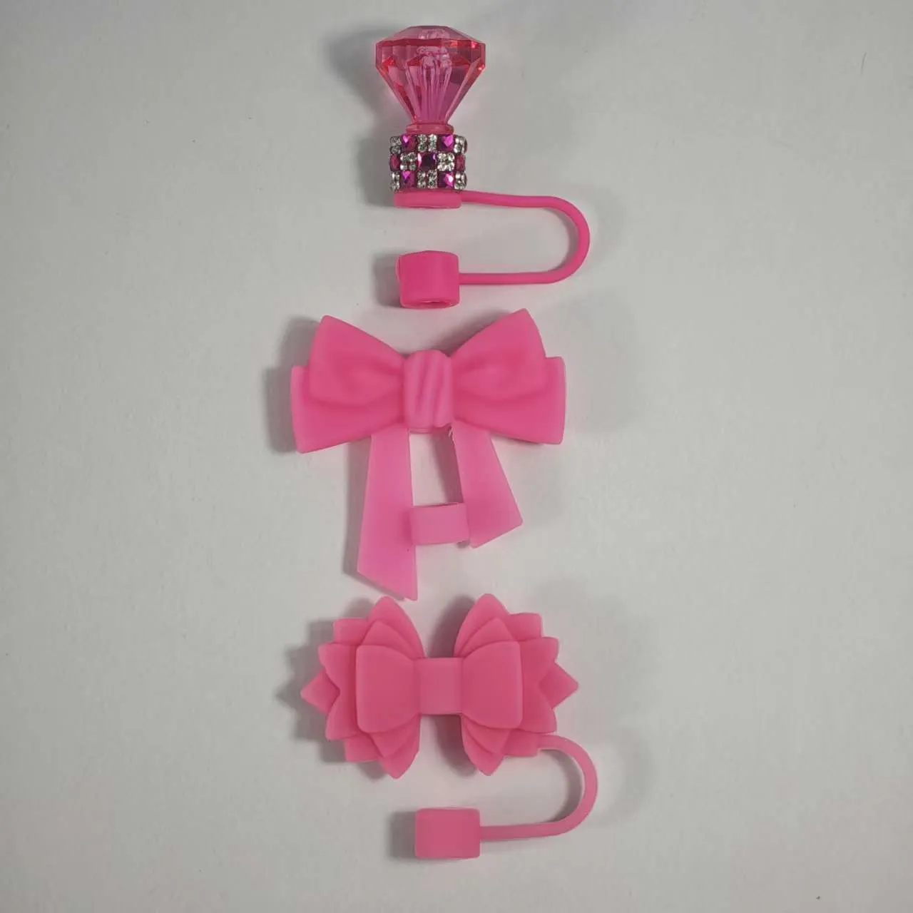 Food Grade Silicone Straw Cover Bowknot Dust Plug Diamond Straw Cap Reusable Cup Accessories For Tumbler