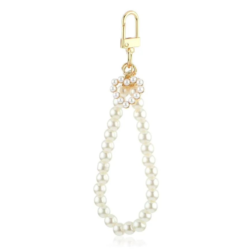 Carino Portachiavi di Perle Ciondolo a Forma di Cuore Ciondolo per Borsa Lega d'Oro Accessori Portachiavi per Donne Anello Chiave Auto