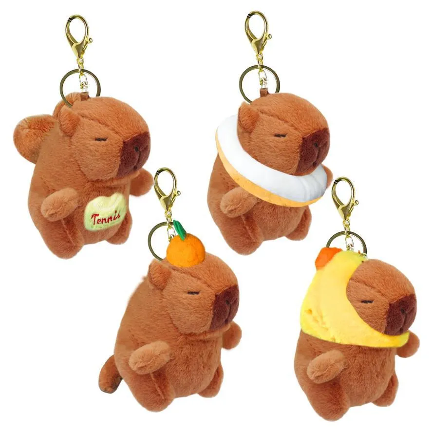 Cute Capybara Plush Keychain Cartoon Animal Bag Charm Soft Stuffed Toy Pendant Keyring Accessories For Women Girls Gift