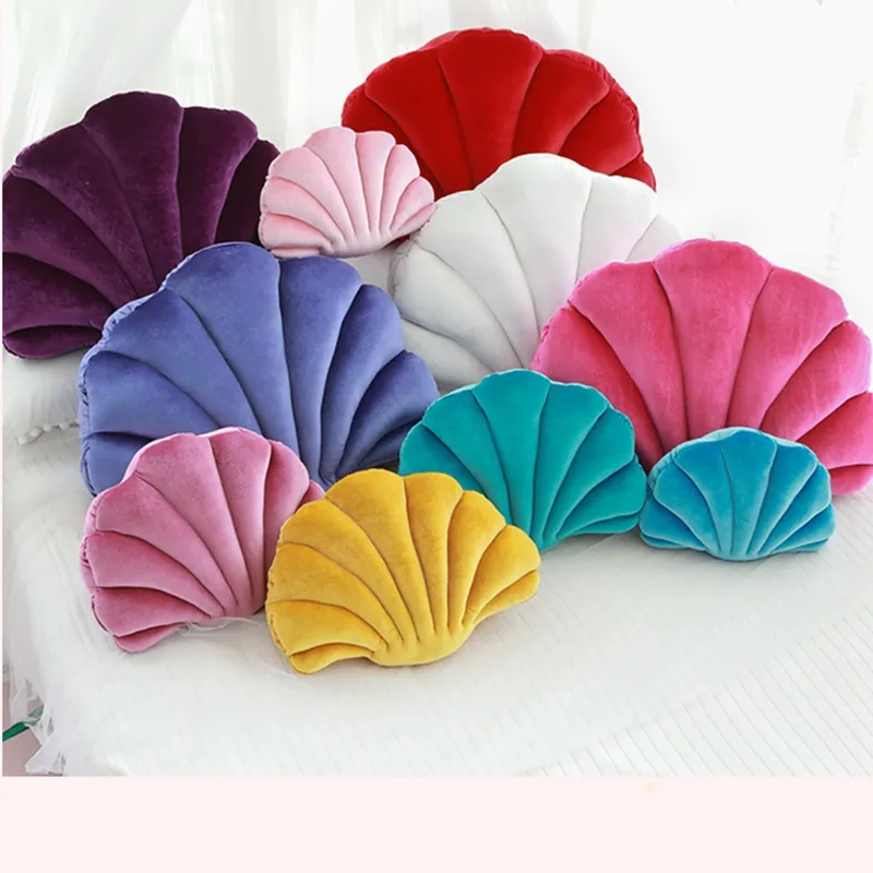 Cuscino Decorativo in Morbido Peluche a Forma di Conchiglia Carino Cuscino di Mare Imbottito per Letto Divano Casa Ufficio Soggiorno