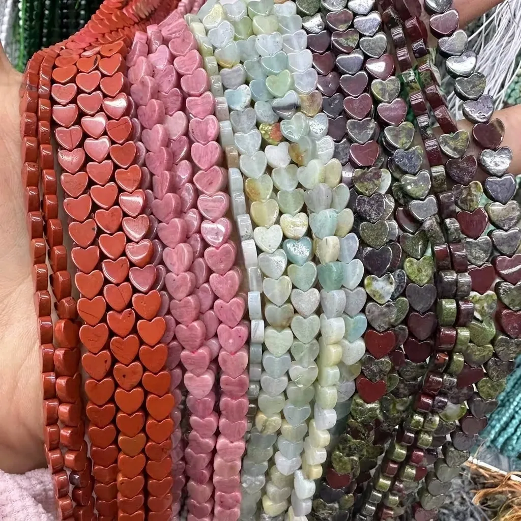 Perline a Cuore in Pietra Naturale da 6mm a Cuore Piatto in Agata Turchese Perle Sciolte per Fai da Te Bracciale Collana Accessori per Creazione Gioielli